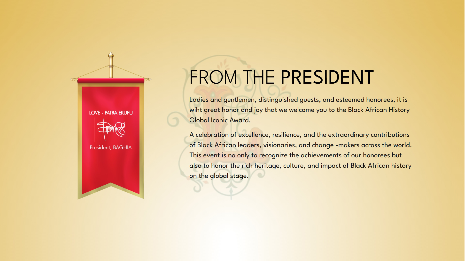 From the President — BAHGIA